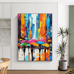 Colorful Umbrella City Abstract Painting for Urban - Chic Cafes GAB1288