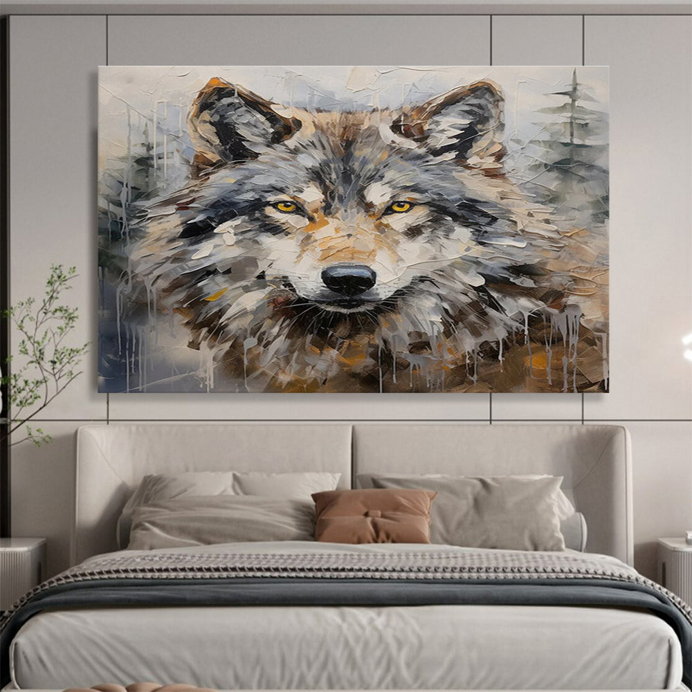 Wolf Portrait Abstract Painting for Wilderness - Inspired Spaces YHT077