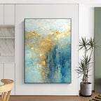 Ethereal Blue - Gold Abstract Painting for Art Gallery Installations HENG063