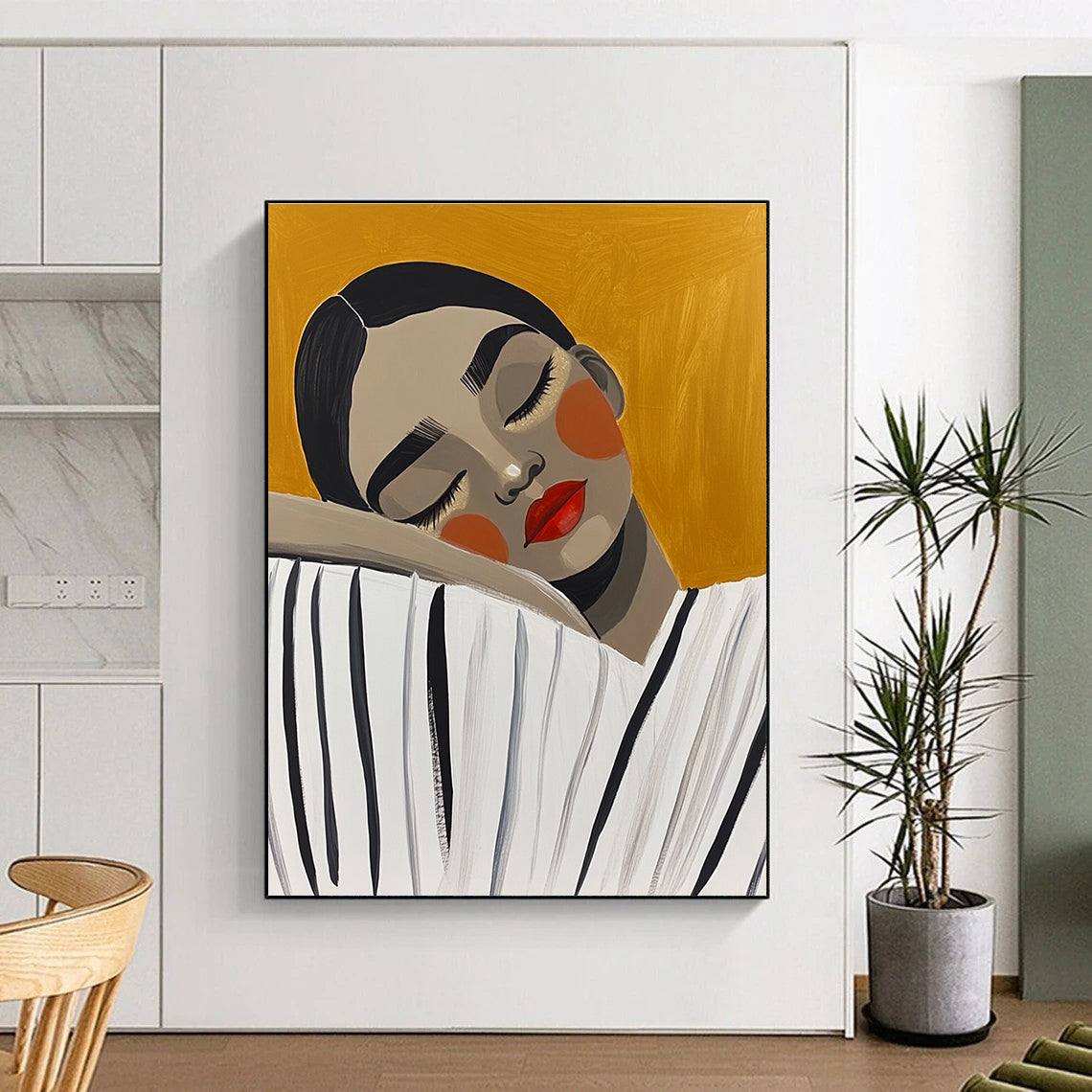 Sleeping Woman Abstract Painting for Minimalist Bedrooms GAB1023