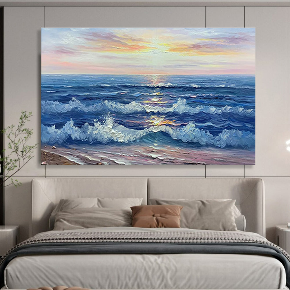 Sunset Sea Abstract Painting for Nautical - Inspired Living Rooms YHT218