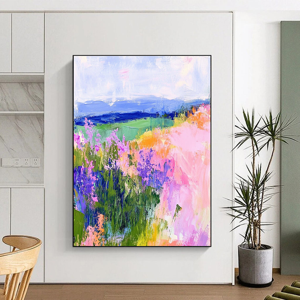 Colorful Flower Field Abstract Painting of Cheerful Blooms GAB0153