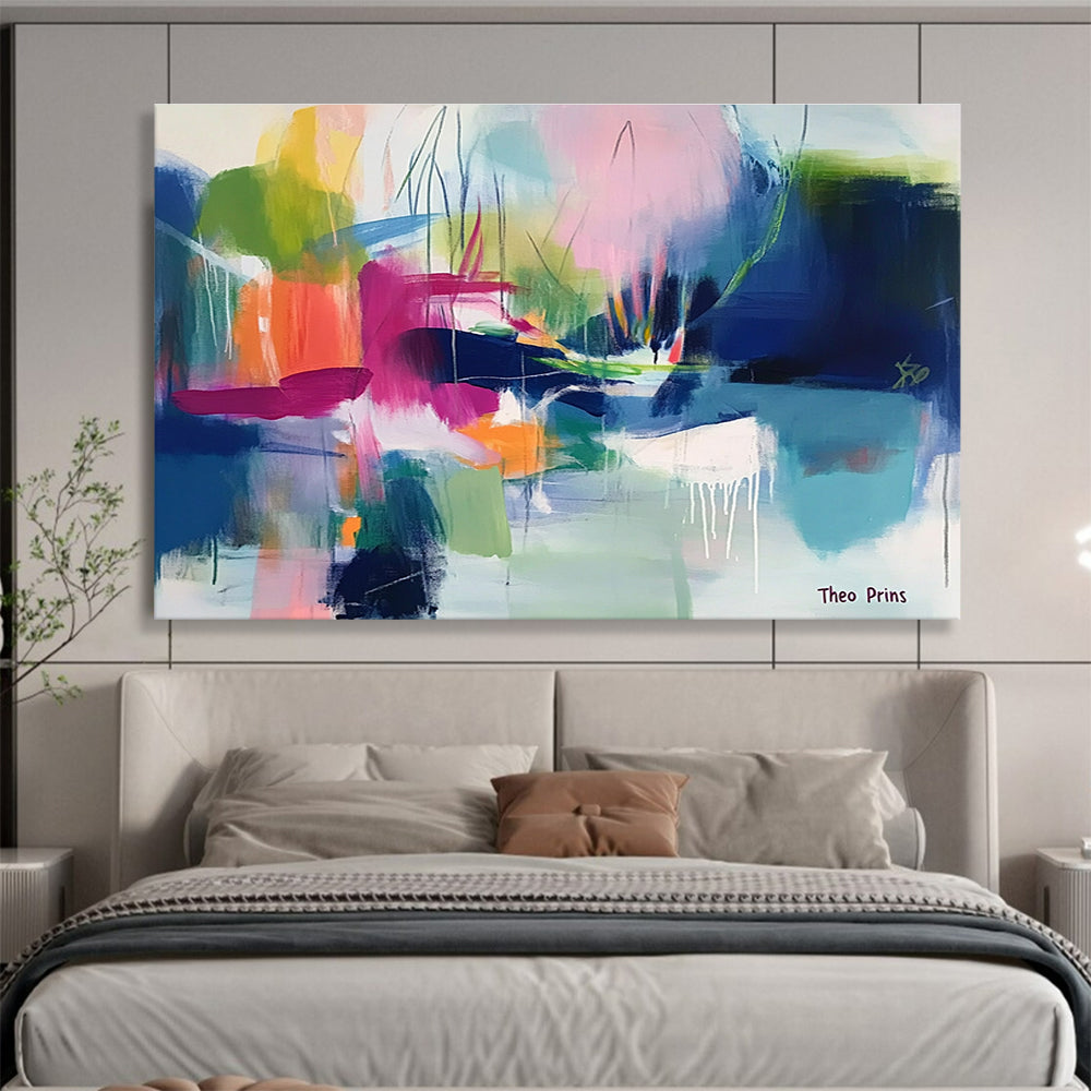 Colorful Landscape Abstract Painting with Lush, Imaginative Forms ABS530