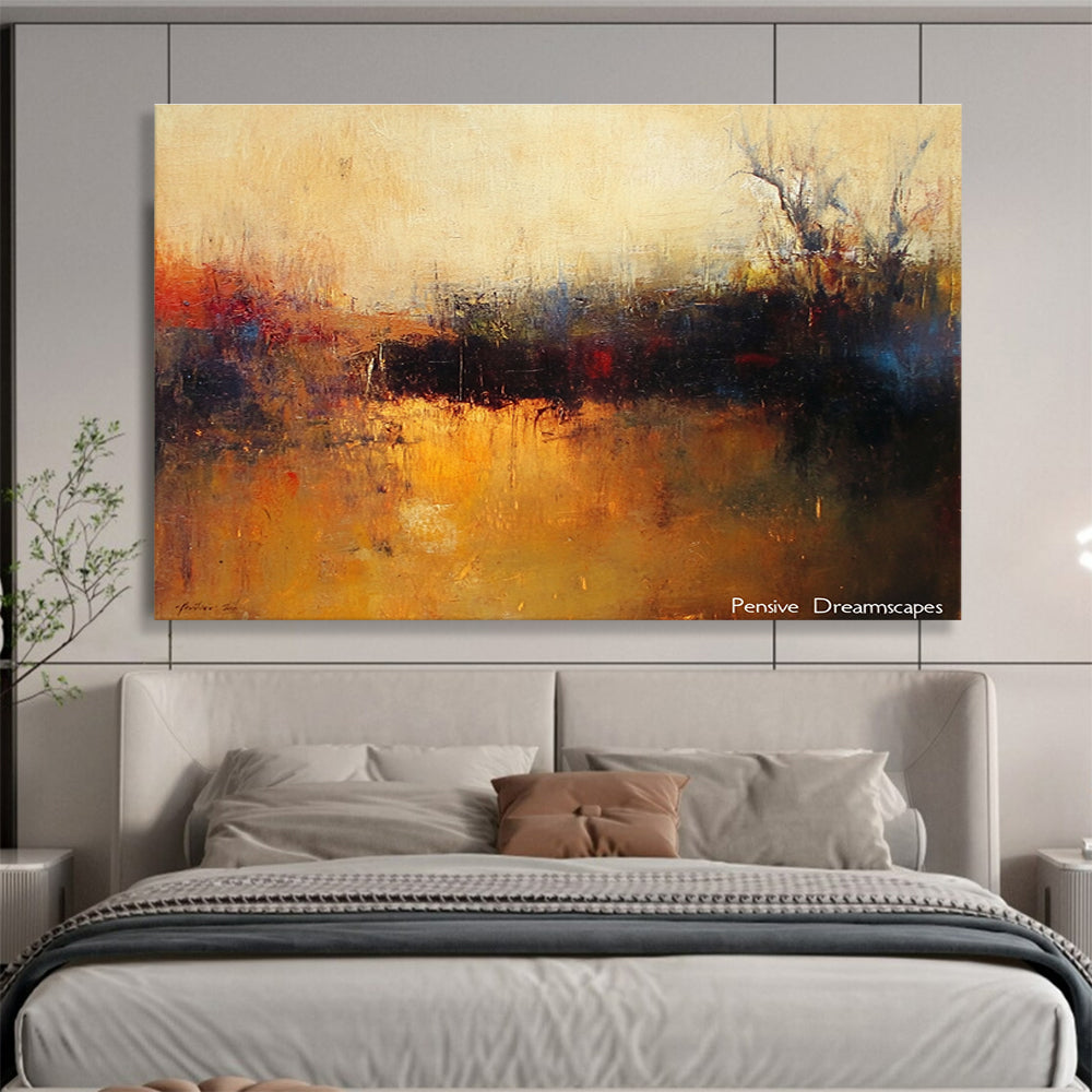 Misty Landscape Abstract Painting with Soft, Dreamy Atmospheric Layers ABS502