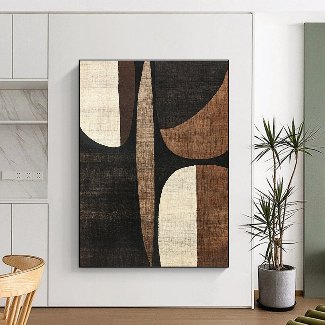 Earth - Toned Geometric Shapes Abstract Painting for Rustic - Modern Home Decor GAB1359