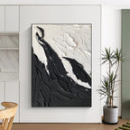 Black - White Textured Mountain Abstract Painting for Bold Interiors HENG404