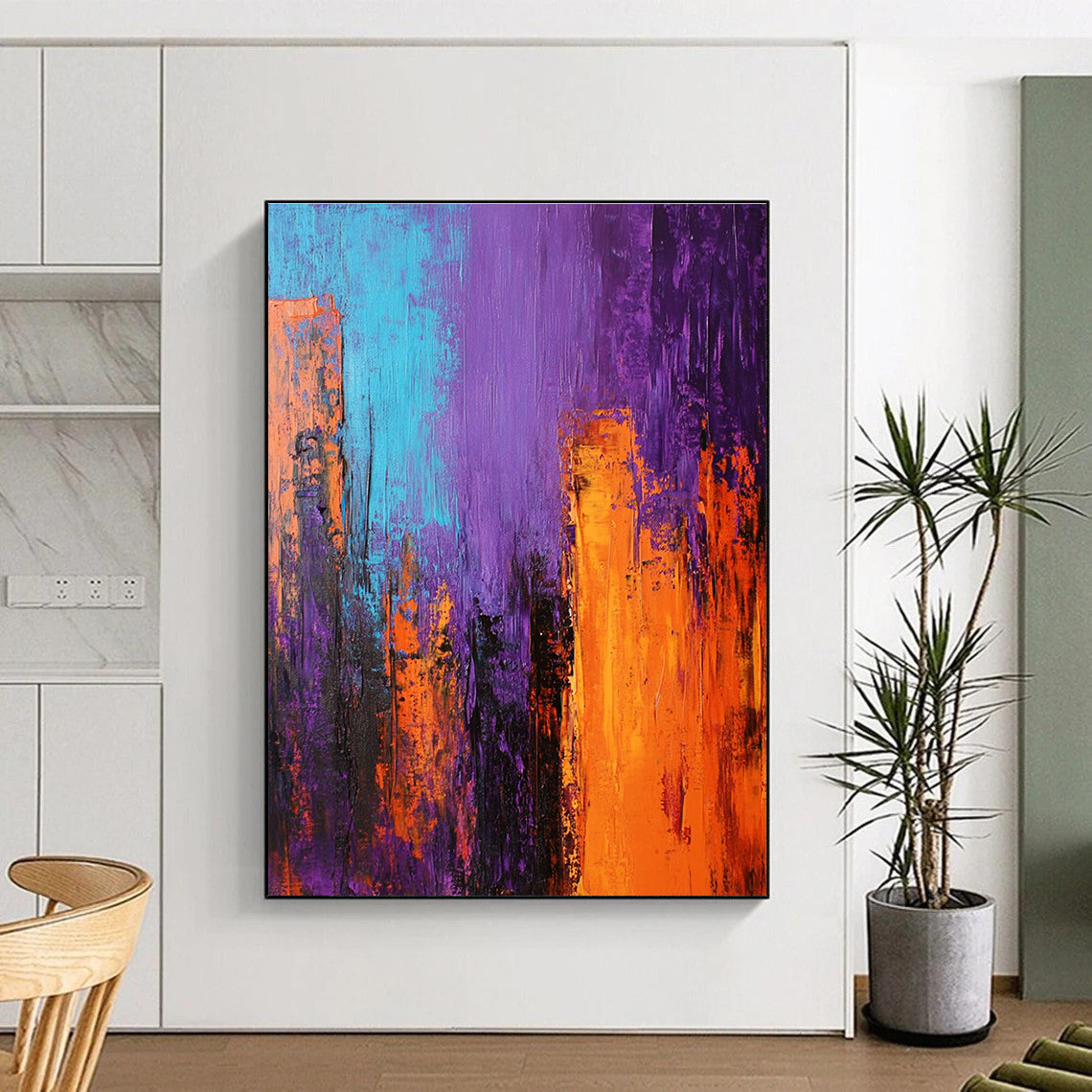 Purple Orange City Abstract Painting with Urban Energy WINK571