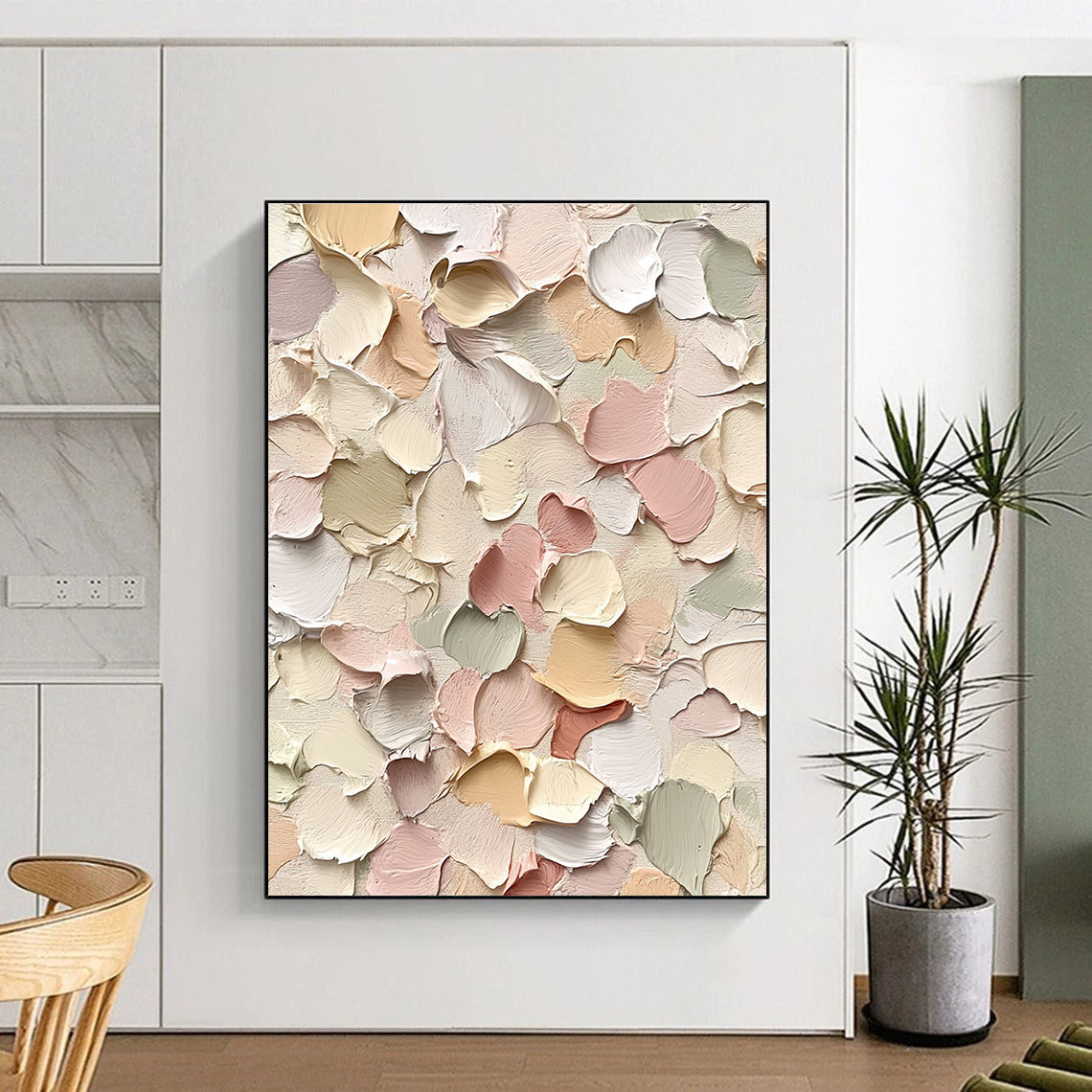 Colorful Palette Knife Petals Abstract Painting with Vibrant Energy WINK054