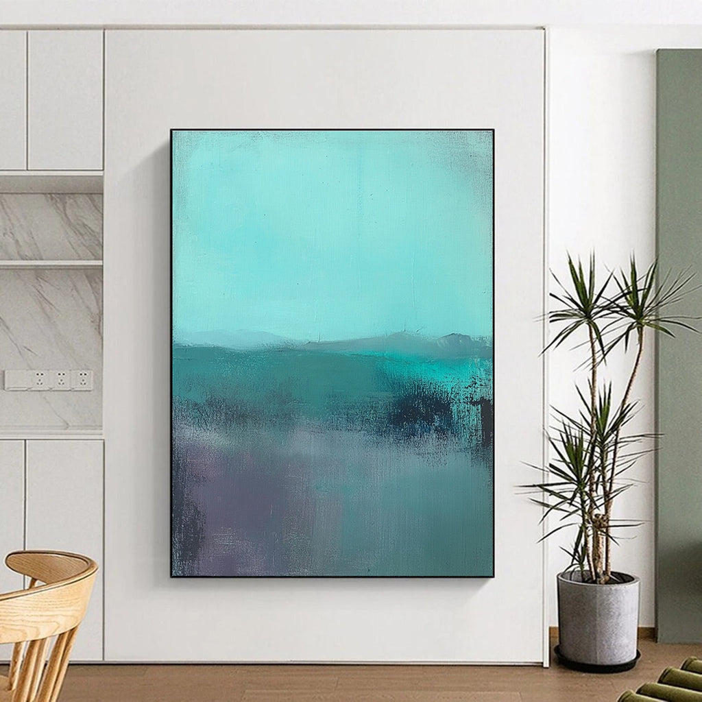 Turquoise Landscape Abstract Painting for Modern - Styled Living Rooms GAB1062