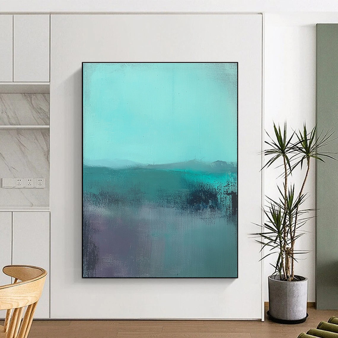 Turquoise Landscape Abstract Painting for Modern - Styled Living Rooms GAB1062