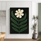 White Flower Minimalist Abstract Painting for Scandinavian - Style Bedrooms GAB1337