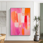 Pink and Orange Shapes Vibrant Abstract Painting GAB0316