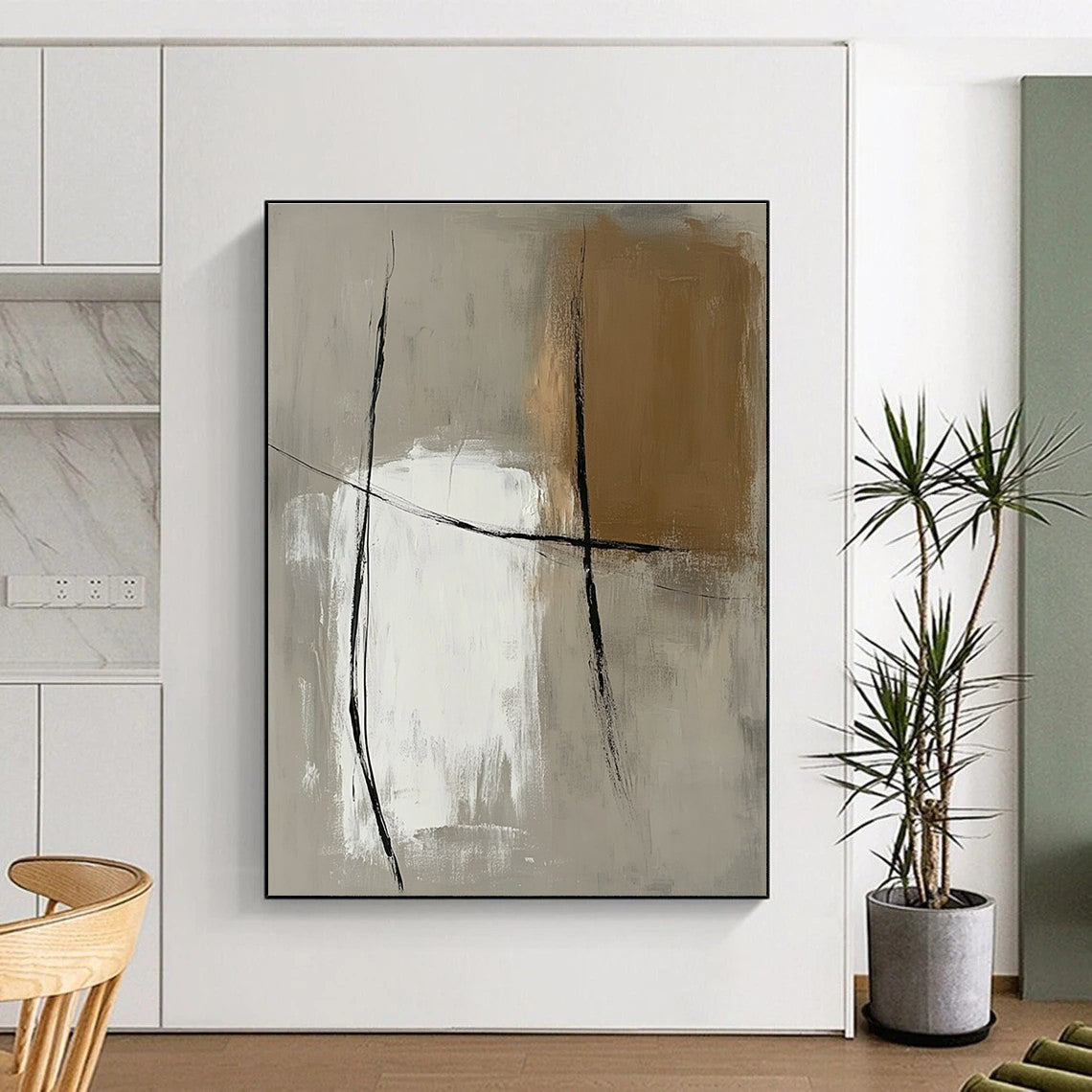 Gray and Black Abstract Painting for Industrial - Styled Lofts GAB1052