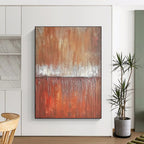 Brown and White Textured Divide Abstract Painting with Earthy Warmth WINK029