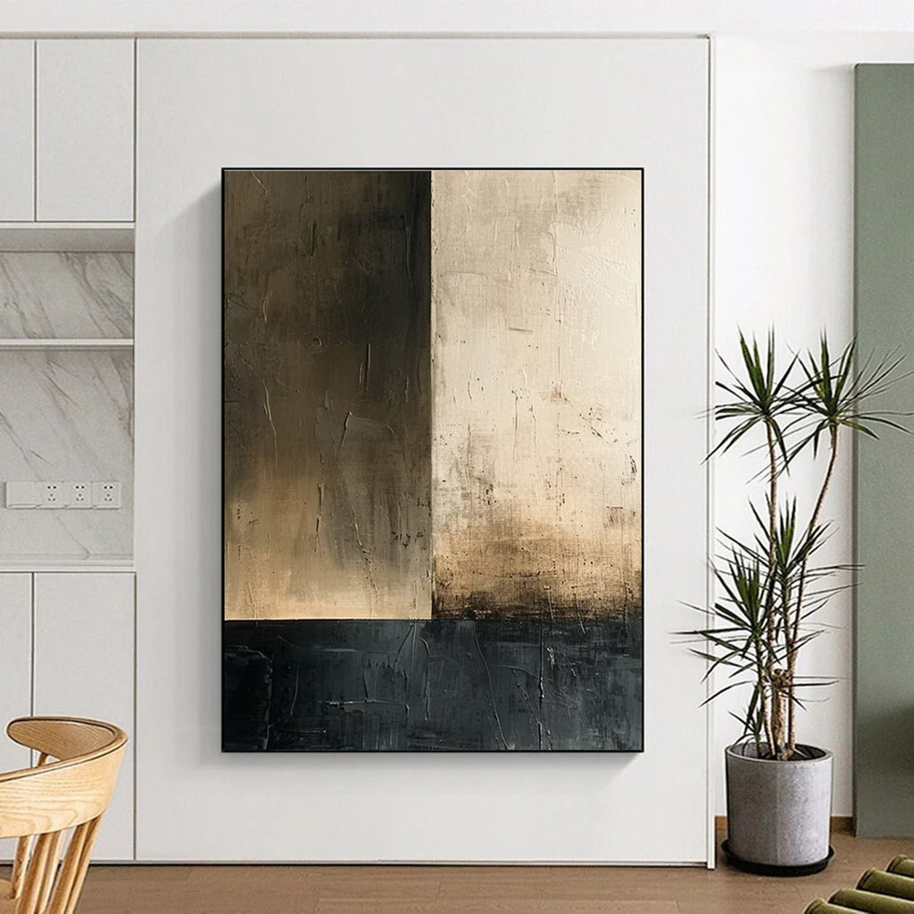 Neutral Tones Abstract Painting for Industrial - Chic Restaurant Dining Areas HENG016