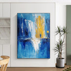 Blue - Gold Reflection Abstract Painting with Ethereal Harmony WINK390