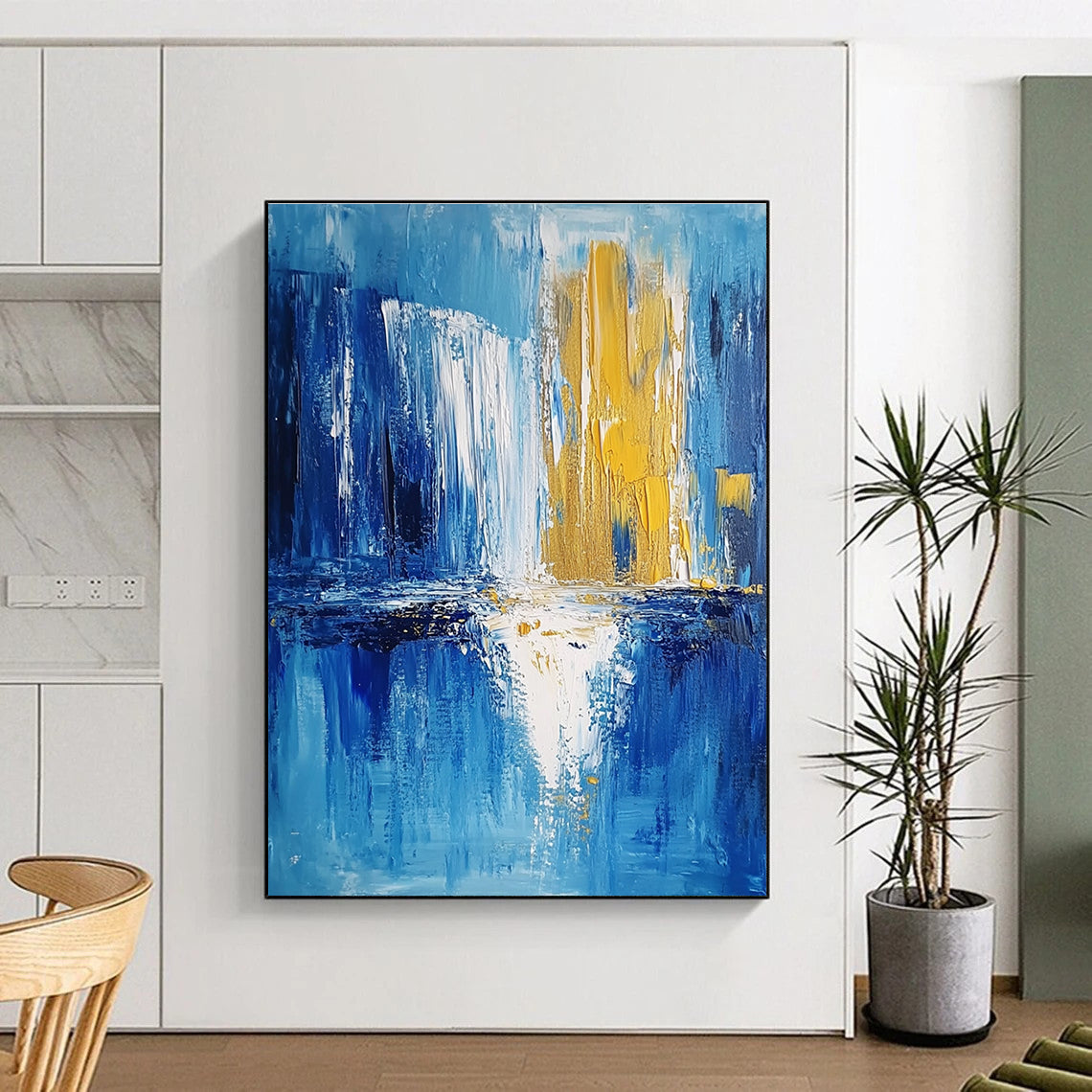 Blue - Gold Reflection Abstract Painting with Ethereal Harmony WINK390