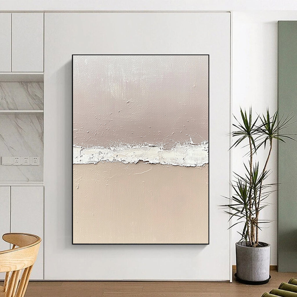 Beige and White Textured Divide Painting with Subtle Transition WINK067
