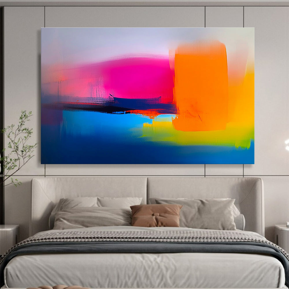 Vibrant Color Block Abstract Painting with Bold Hues ABS308