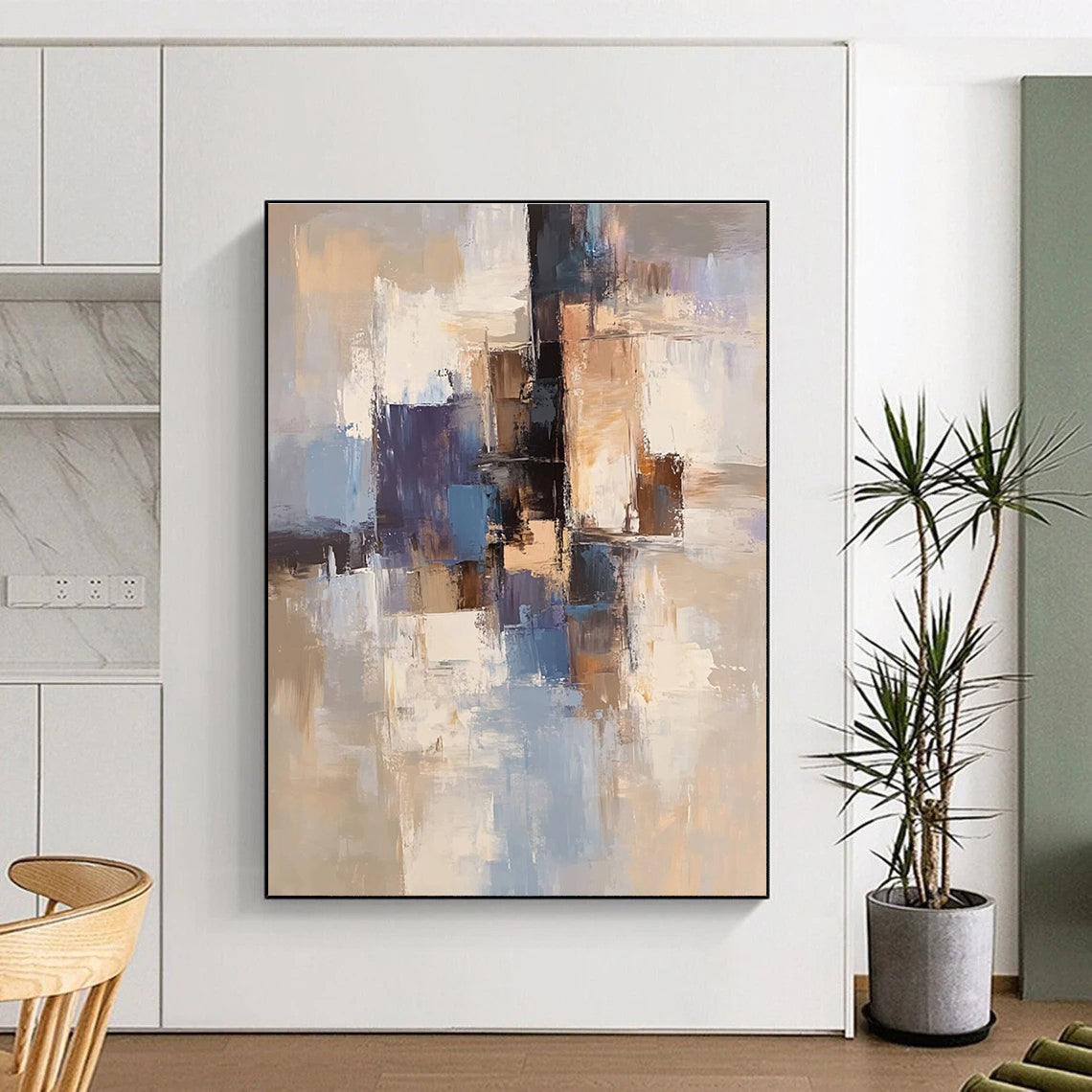 Blue Brown Abstract Painting with Urban Sophistication WINK772