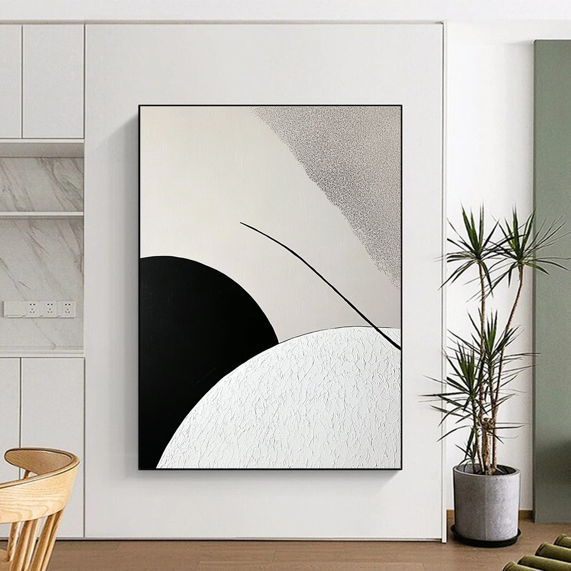 Black and White Minimalist Abstract Painting for Modern Art Galleries GAB0909