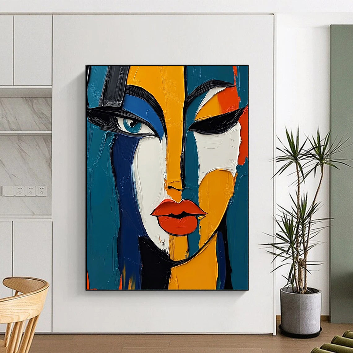 Cubist Woman's Face Abstract Painting of Multifaceted Beauty GAB0199