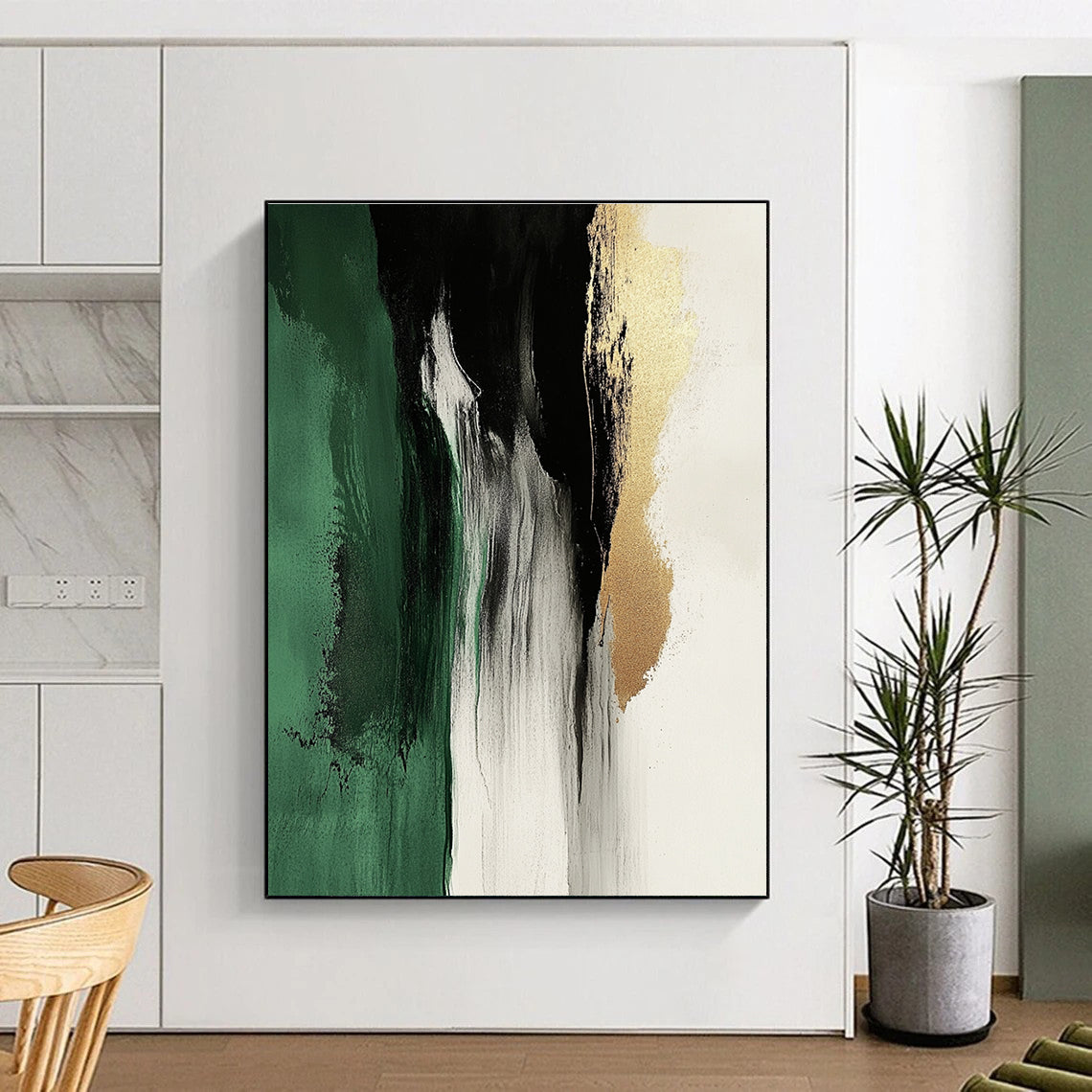 Green and Gold Flow Abstract Painting for Nature - Inspired Offices GAB0851