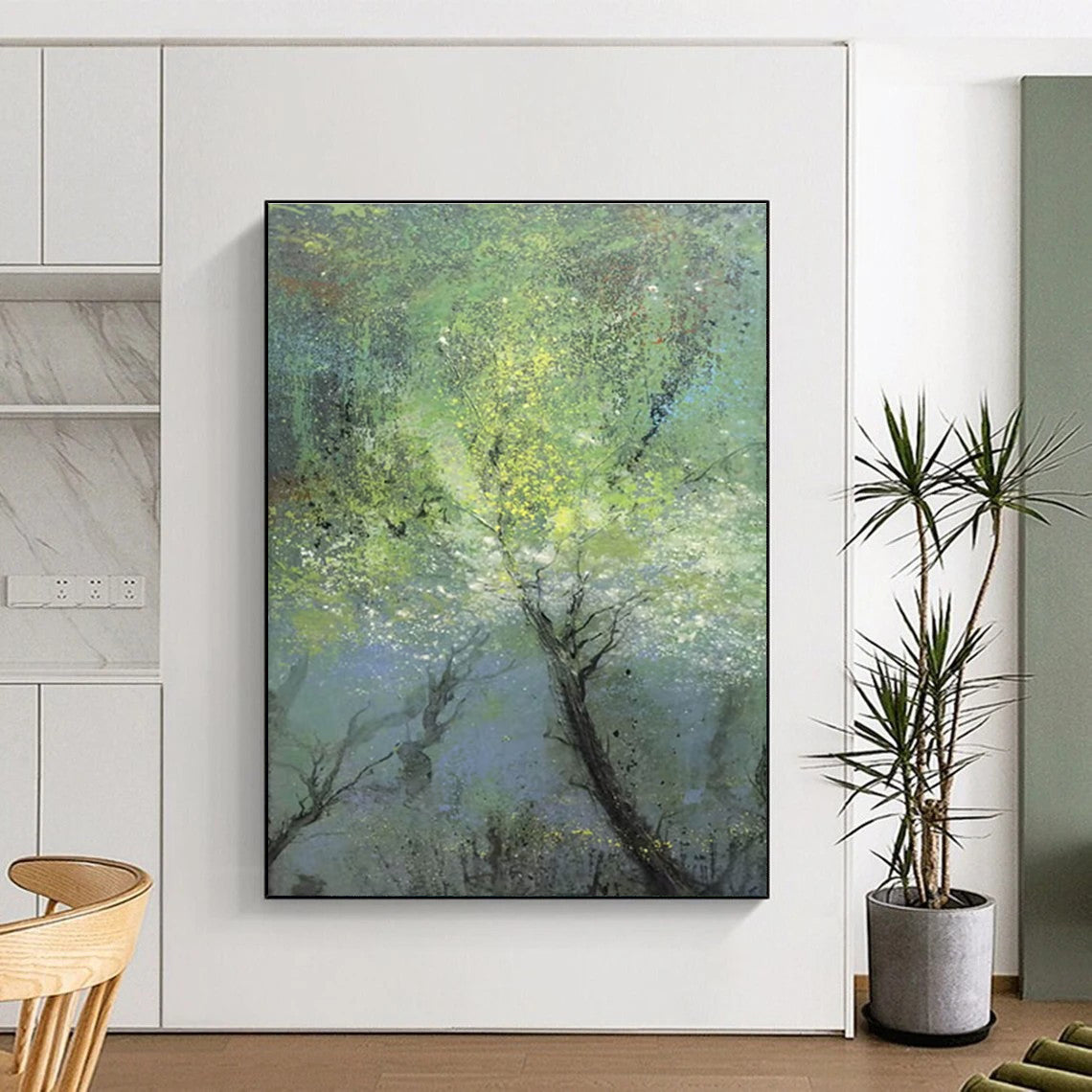 Enchanting Misty Forest Abstract Painting for Serene Spaces HENG247