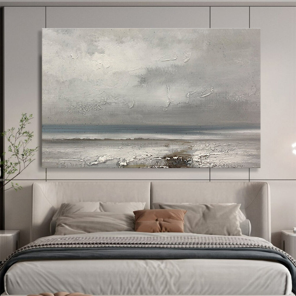 Gray Sea and Sky Abstract Painting for Tranquil Spa Interiors YHT267
