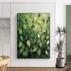 Green Leaves Impasto Textured Nature Abstract Painting GAB0281