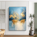 Gold and Blue Landscape Abstract Painting for Luxury - Themed Spa Retreats GAB0936