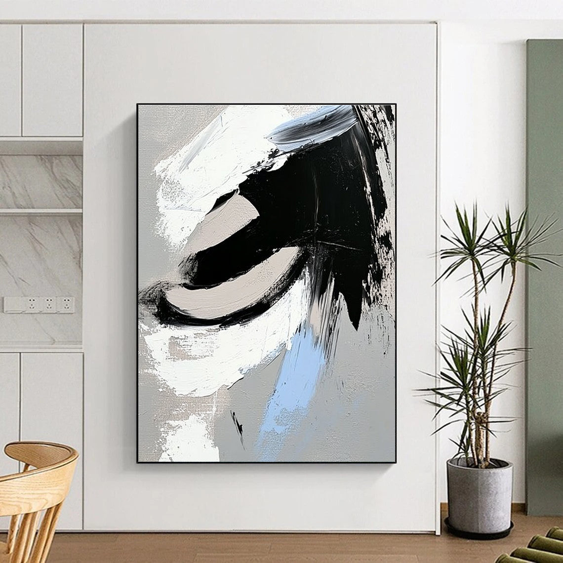 Gray - Blue Accented Abstract Painting with Cool Contrast WINK357