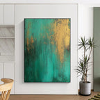 Teal Gold Textured Abstract Painting with Rich Layers WINK708