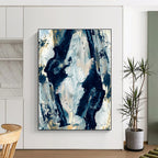 Dynamic Blue - Black Abstract Forms Painting for Dramatic Interiors HENG244