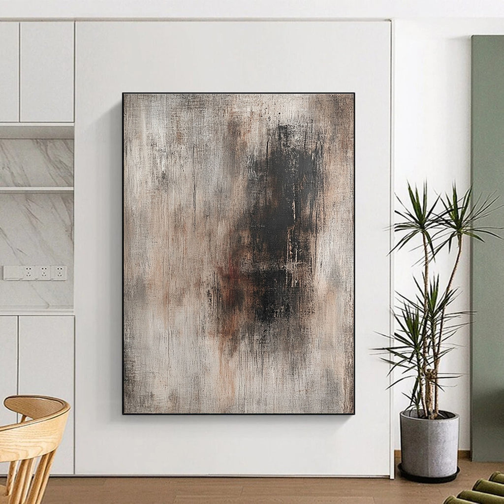 Gray and Brown Textured Abstract Painting with Rustic Charm WINK282