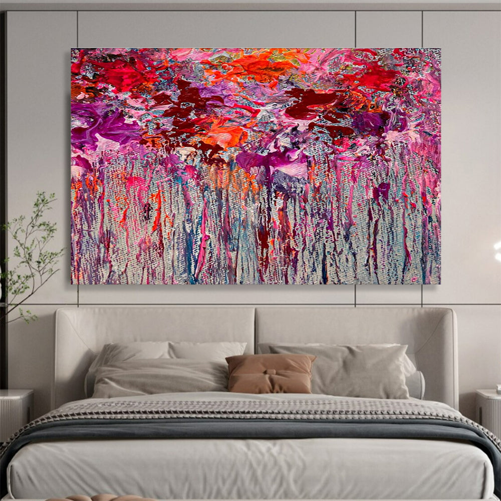 Pink and Purple Dripping Abstract Painting for Trendy Beauty Salons YHT351