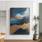 Abstract Seaside with Gold Accents Painting for Luxury Beachfront Residences GAB1123