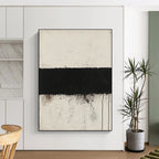 Black and White Strip Abstract Painting with Stark Simplicity WINK143