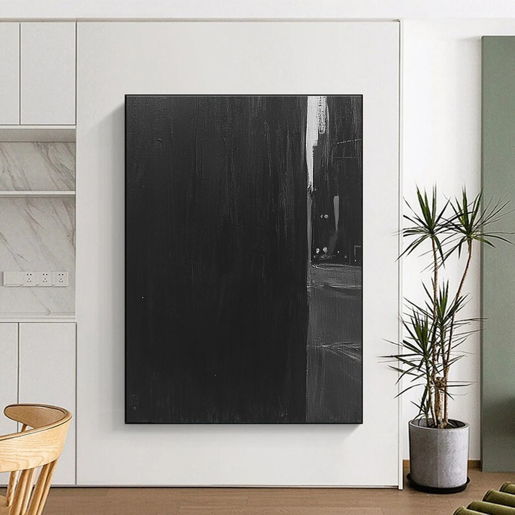 Dark Black Urban Alley Abstract Painting with Mysterious Ambiance WINK016