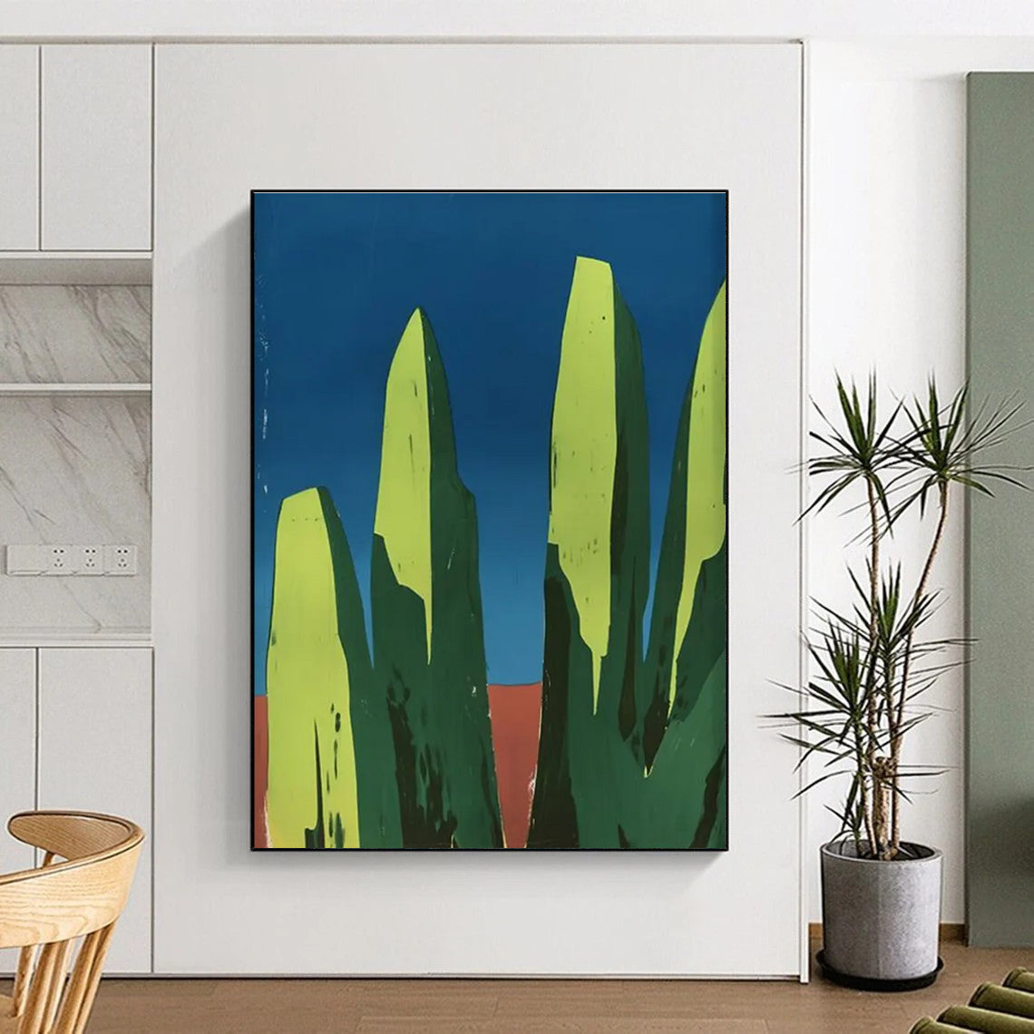 Minimalist Green Rocks Abstract Painting for Modern Minimalist Offices HENG093