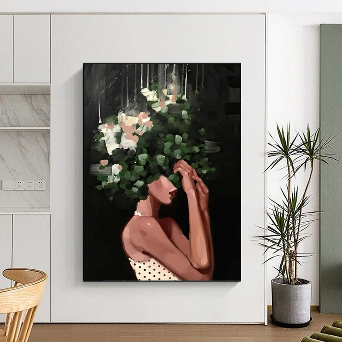 Woman with Floral Headpiece Painting for Bohemian - Styled Spaces HENG323