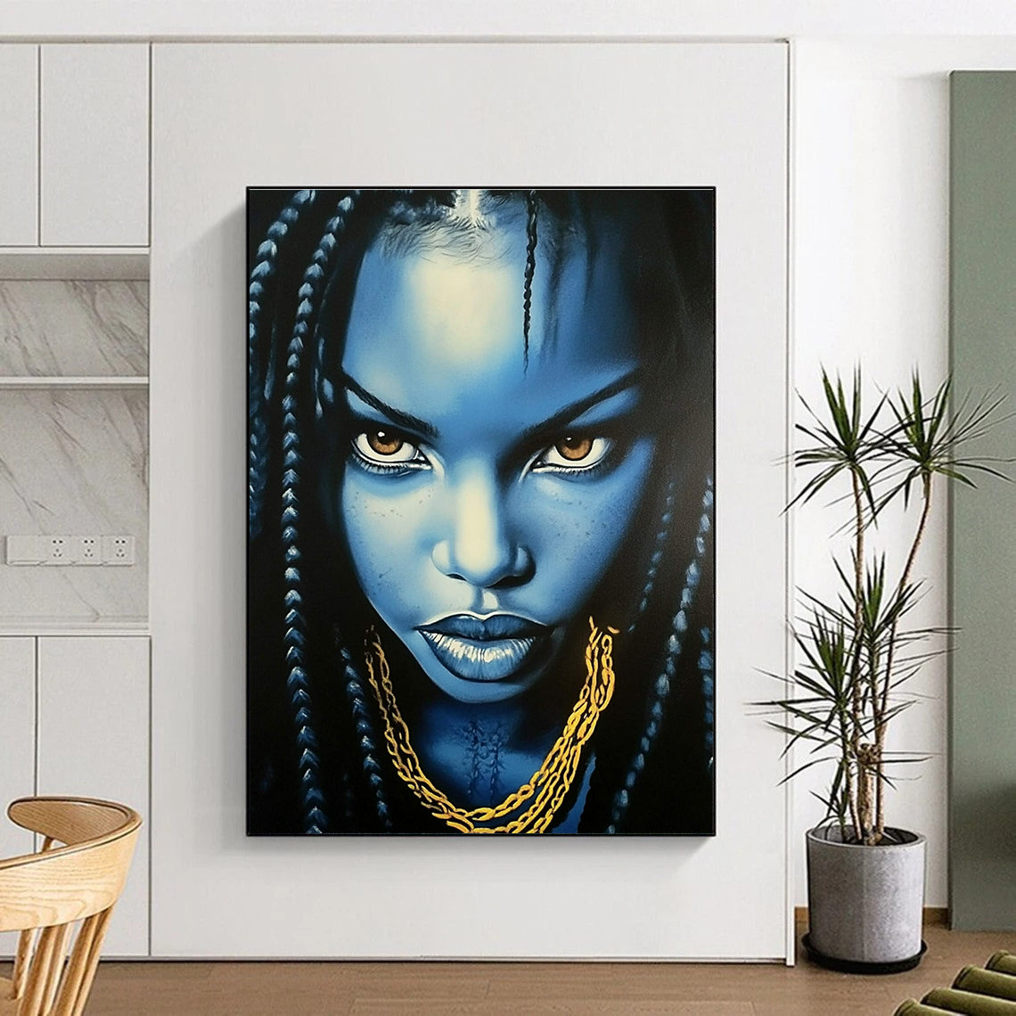 Blue - Skinned Portrait Abstract Painting for Modern Art Gallery Installations GAB1312