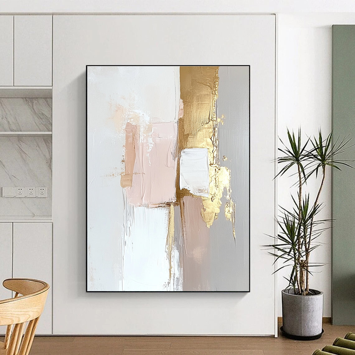 Pink Gold Gray Abstract Painting with Delicate Luxury WINK471