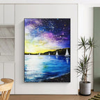 Starry Night Sailboats Abstract Painting for Lakeside Retreats GAB1268