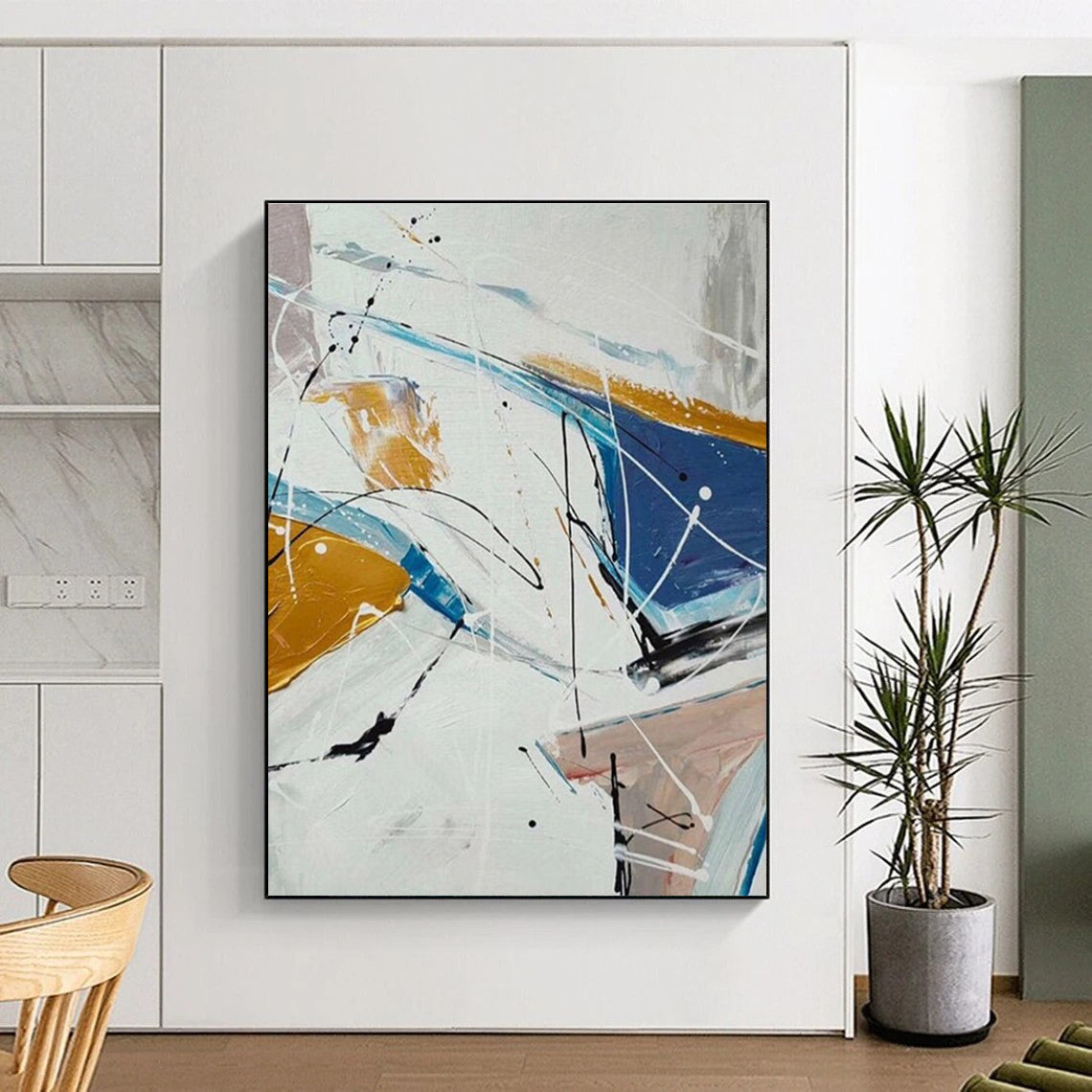 Energetic Abstract Lines Abstract Painting for Advertising Agency Meeting Rooms HENG049