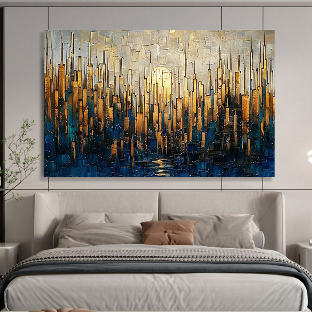 Golden Cityscape Abstract Painting for Luxury Residences YHT172