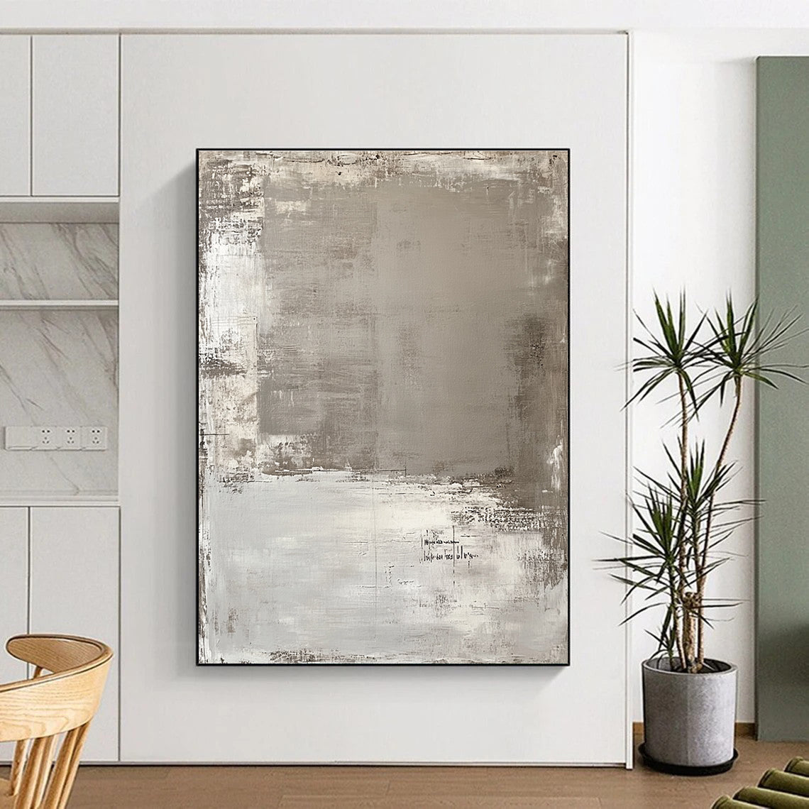 Gray Abstract Textures Abstract Painting with Industrial Charm WINK006