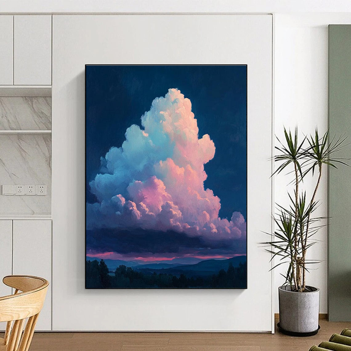 Twilight Clouds Abstract Painting for Romantic Restaurant Dining Areas HENG009