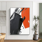 Black and Orange Textured Art Abstract Painting with Bold Strokes GAB0055