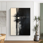 Black and White Cross Abstract Painting for Edgy Office Spaces GAB0837